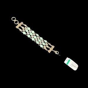 Apt. 9 Glass Cuff Faux Diamonds Aquamarine Fashion Three Strand Bracelet 7”